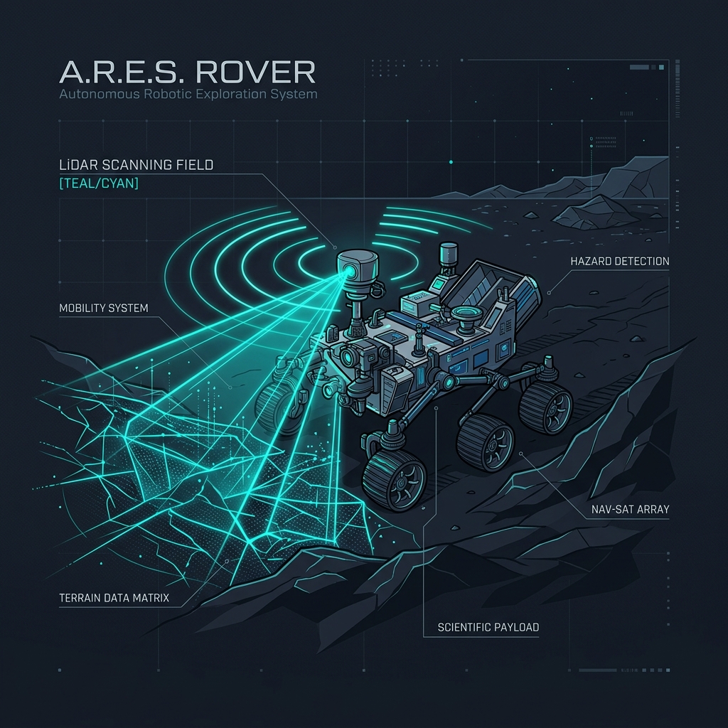 A.R.E.S. Autonomous Robotic Exploration System Illustration