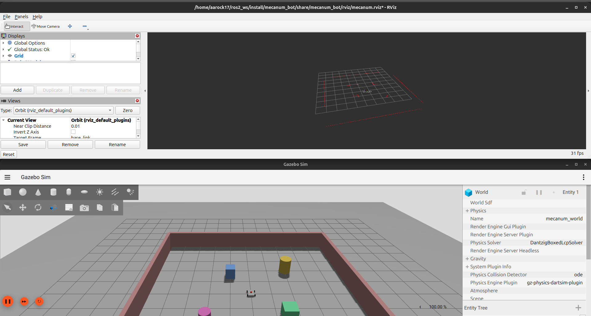 Mecanum Bot Simulation Screenshot