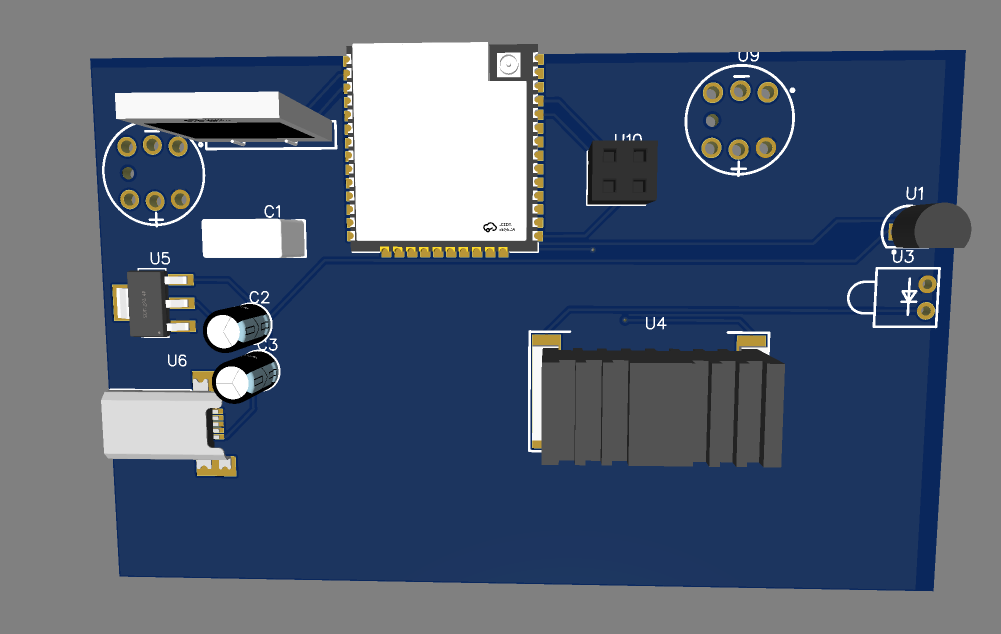 Temperature Sensor PCB Layout 3D Render